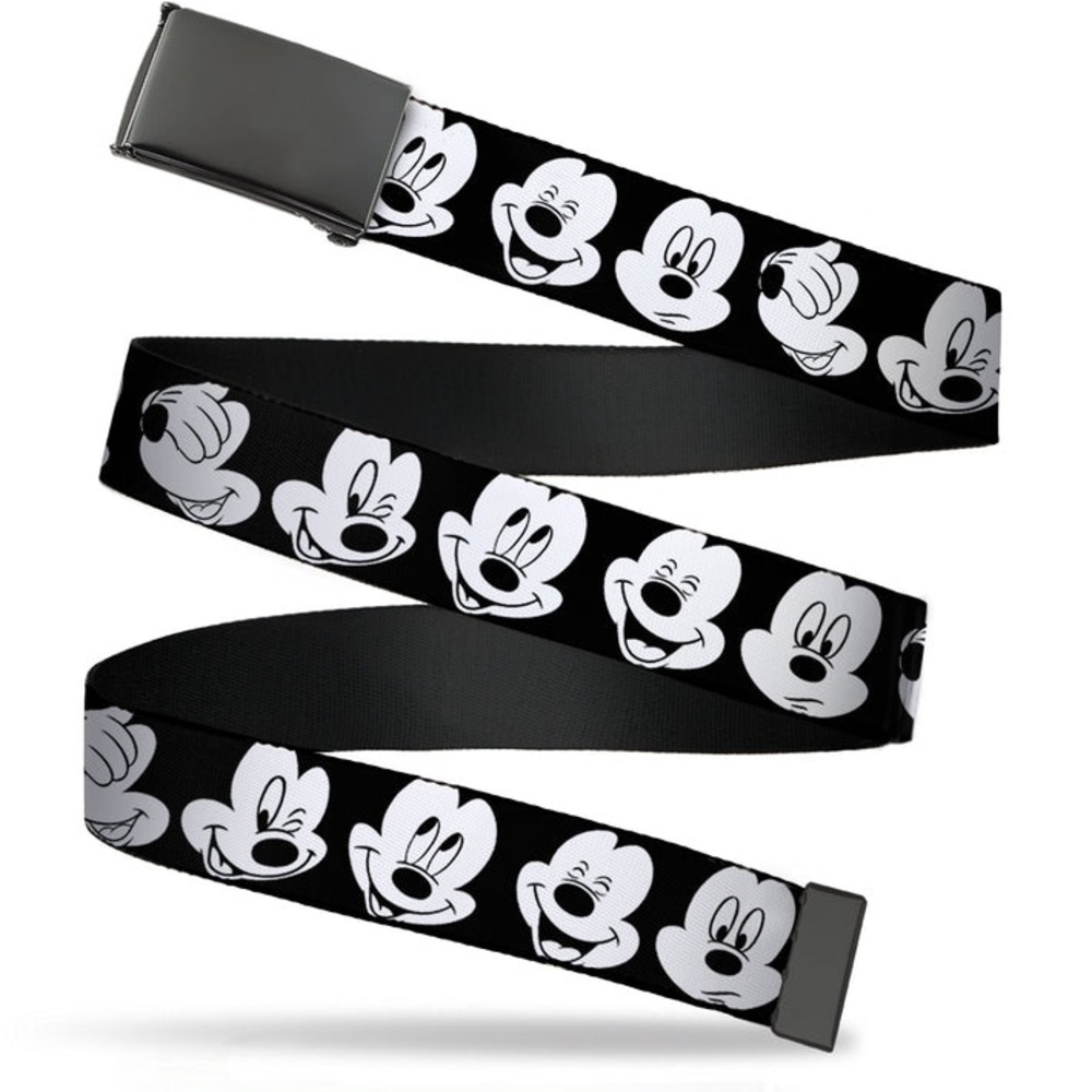 Disney Unisex Black/White Mickey Mouse Expressions Nylon Belt